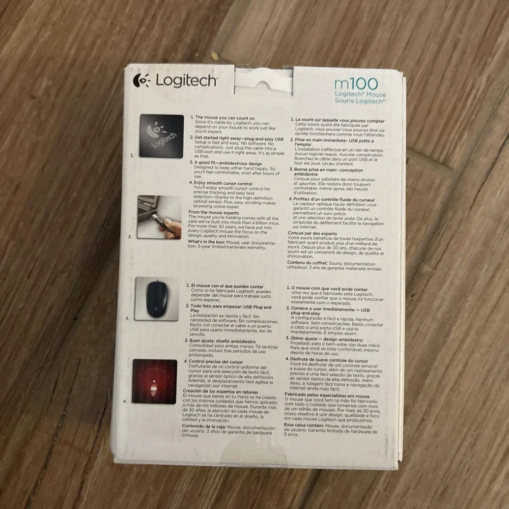 Logitech - M100 USB Wired‎ Optical Ambidextrous Mouse - NEW